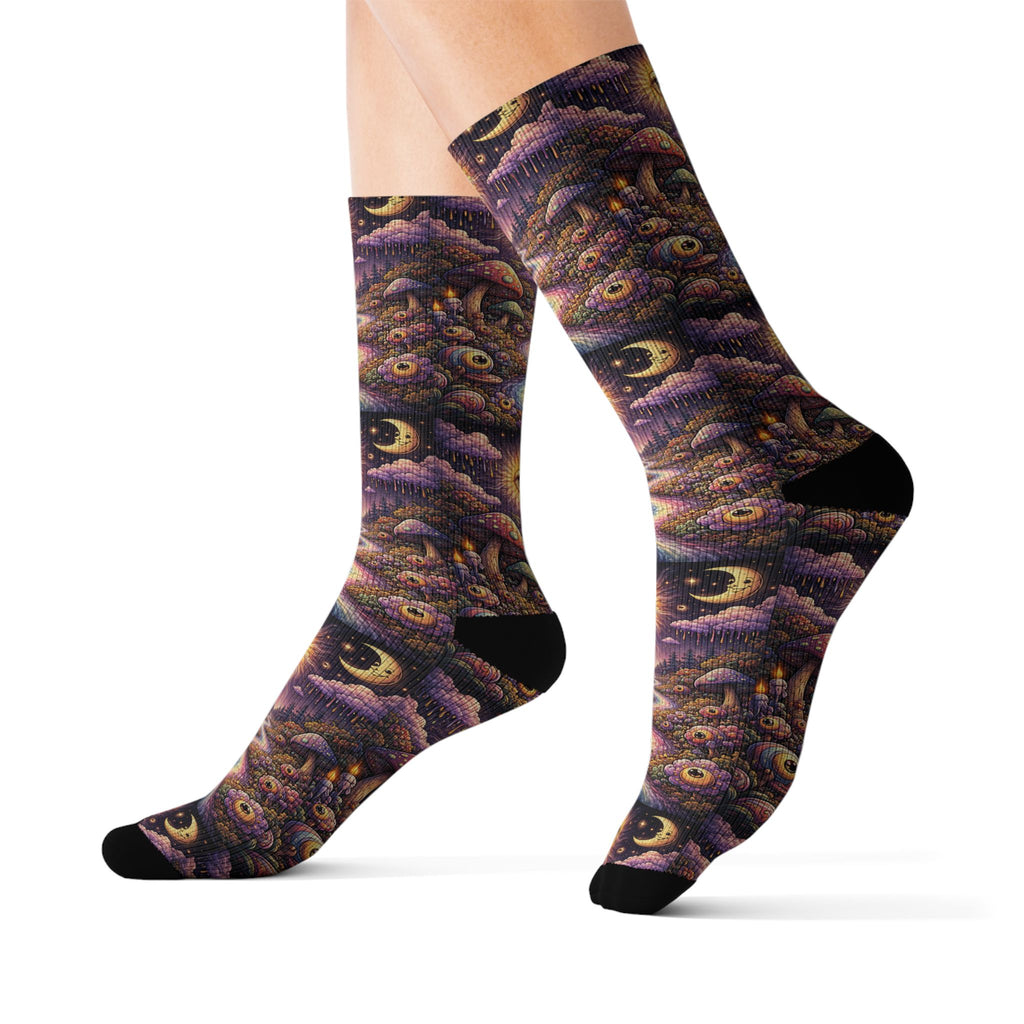 Psychedelic Sun & Moon Crew Socks