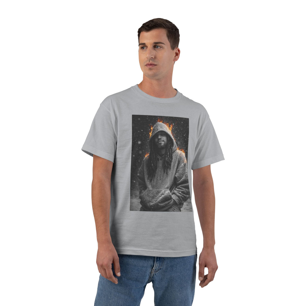 5x Hooded Figure Graphic T-Shirt — Moody Dark Portrait Tee