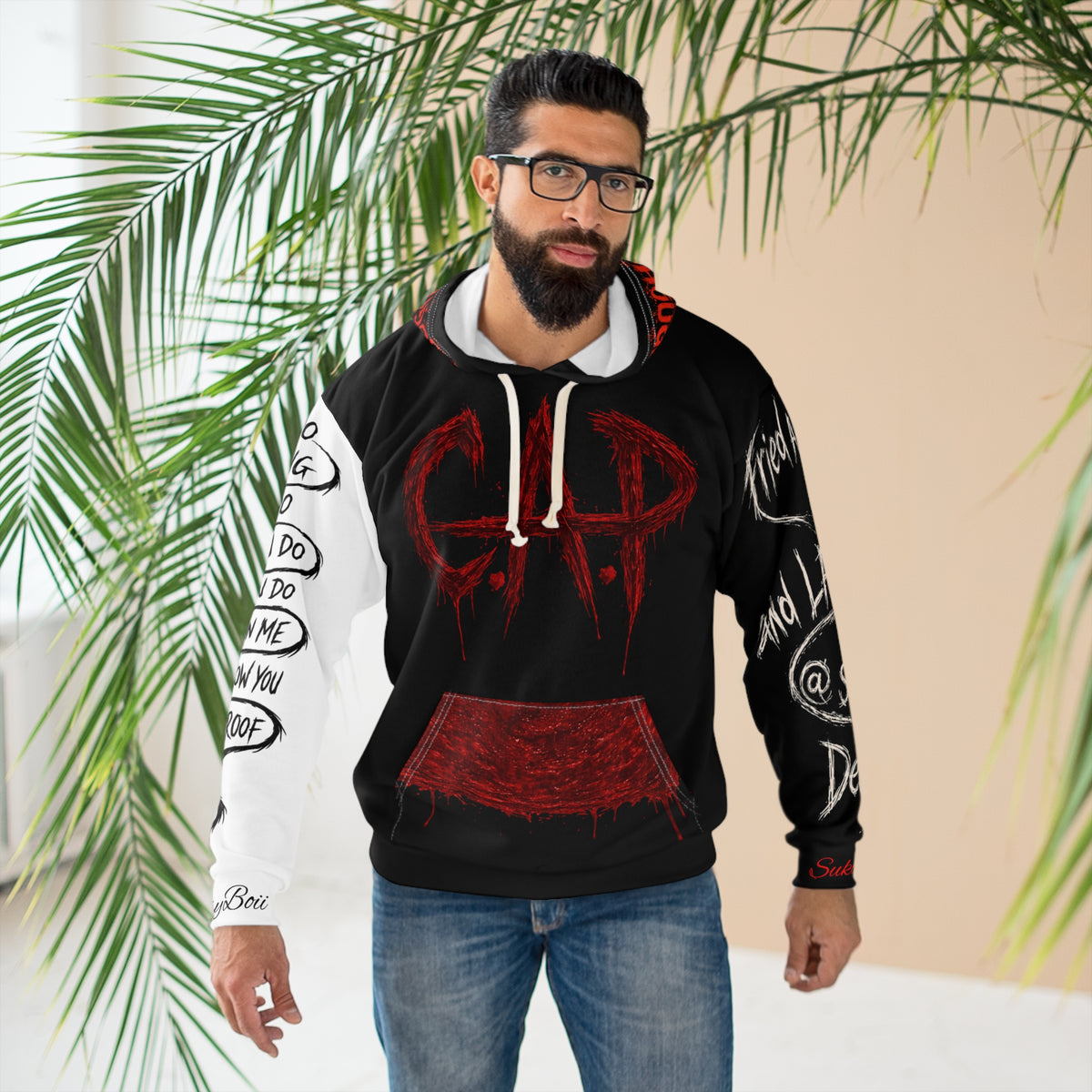 CAP Graphic Hoodie — Red & Black Thought Spiral Pullover