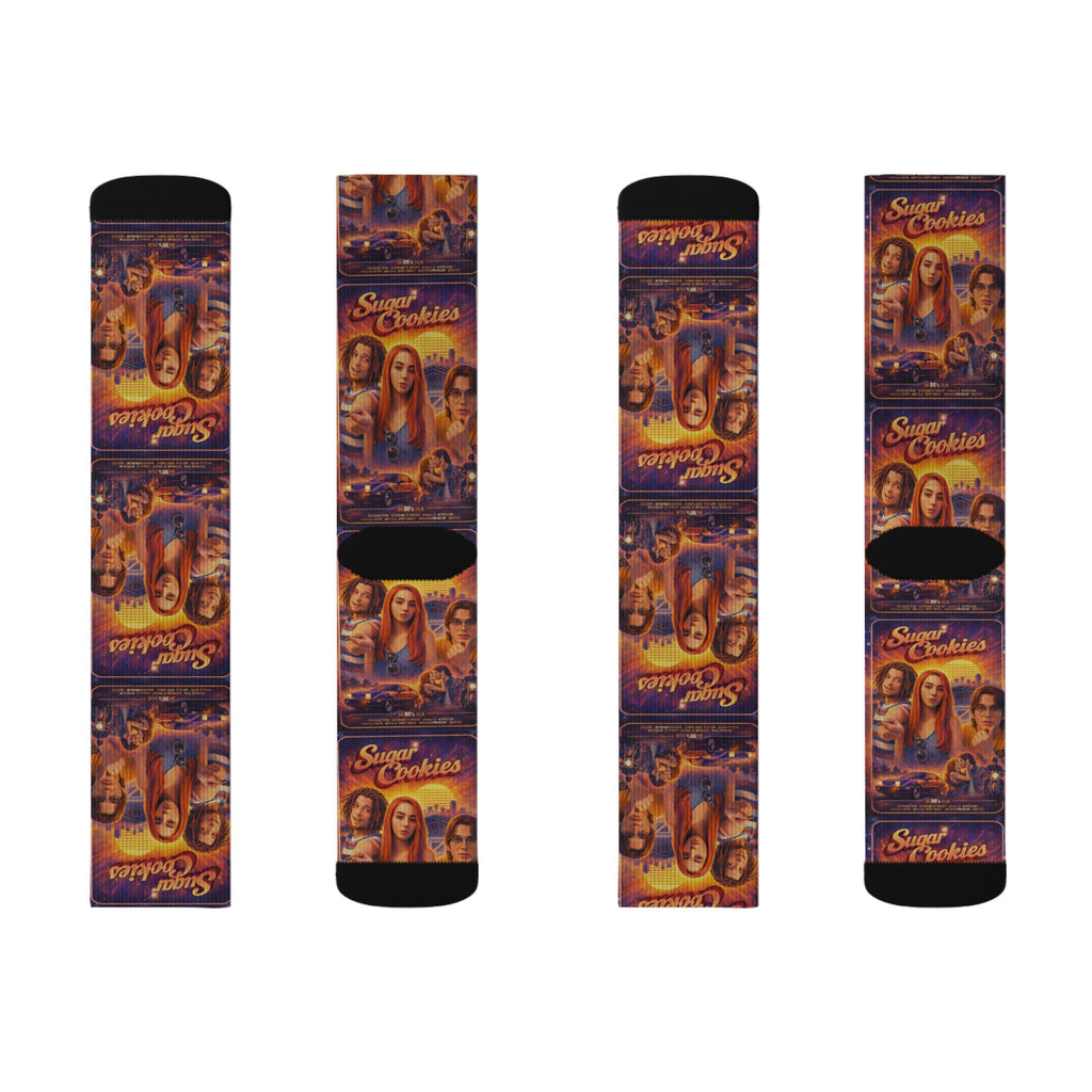Sugar cookies Retro Movie Poster Sublimation Socks — Vintage Cinema Art Crew Socks
