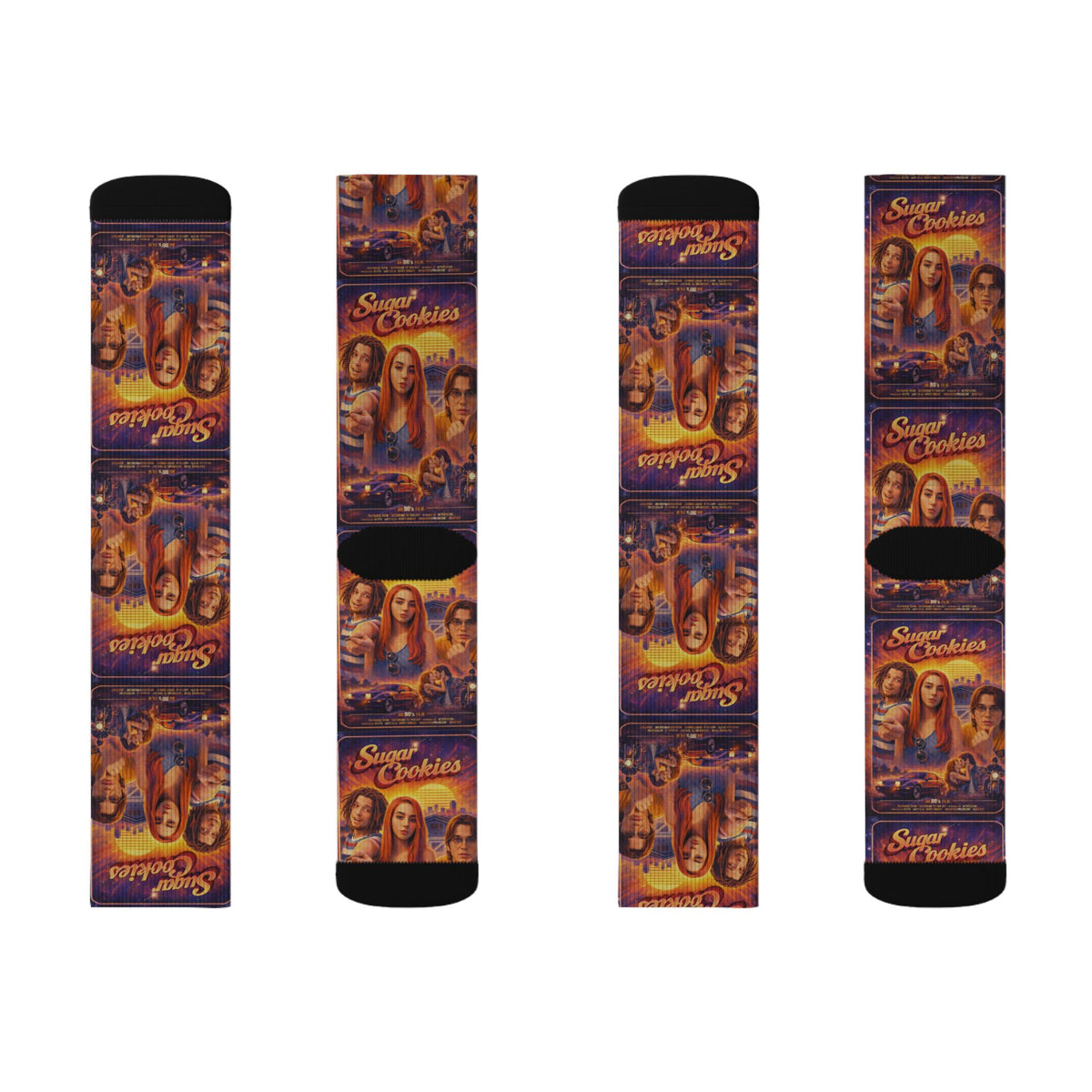 Sugar cookies Retro Movie Poster Sublimation Socks — Vintage Cinema Art Crew Socks