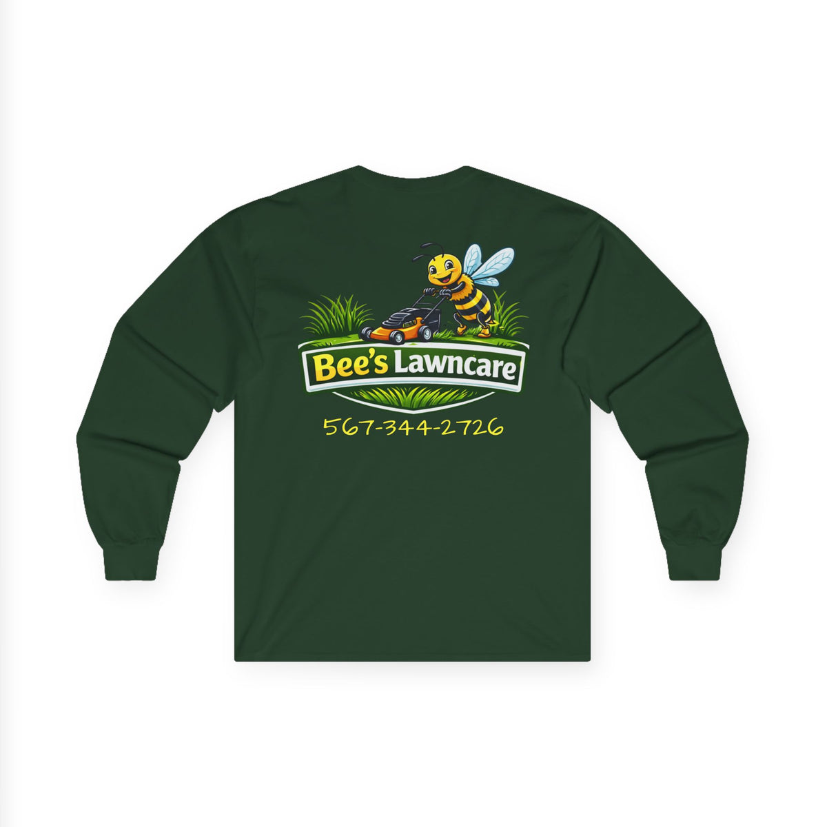 Bee's Lawncare Long Sleeve Tee — Lawn Care Logo Shirt