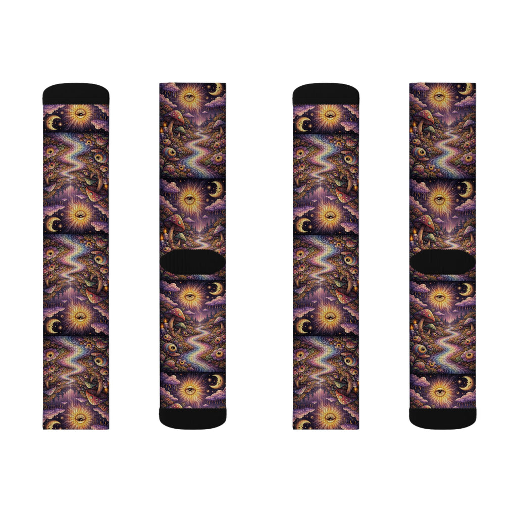 Psychedelic Sun & Moon Crew Socks