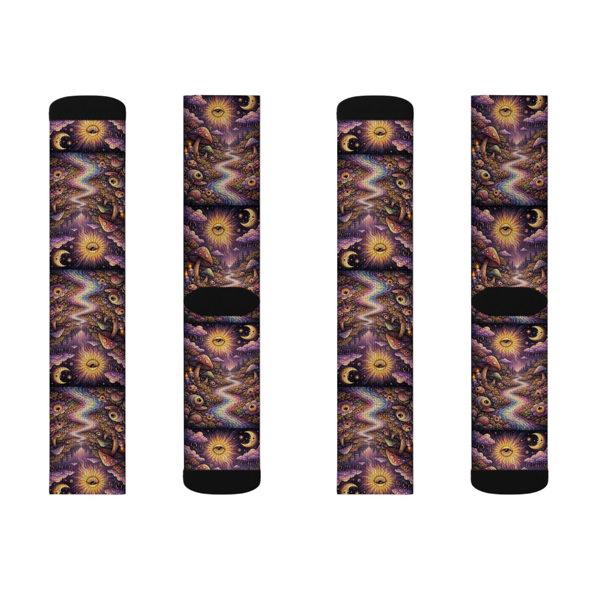 Psychedelic Sun & Moon Crew Socks
