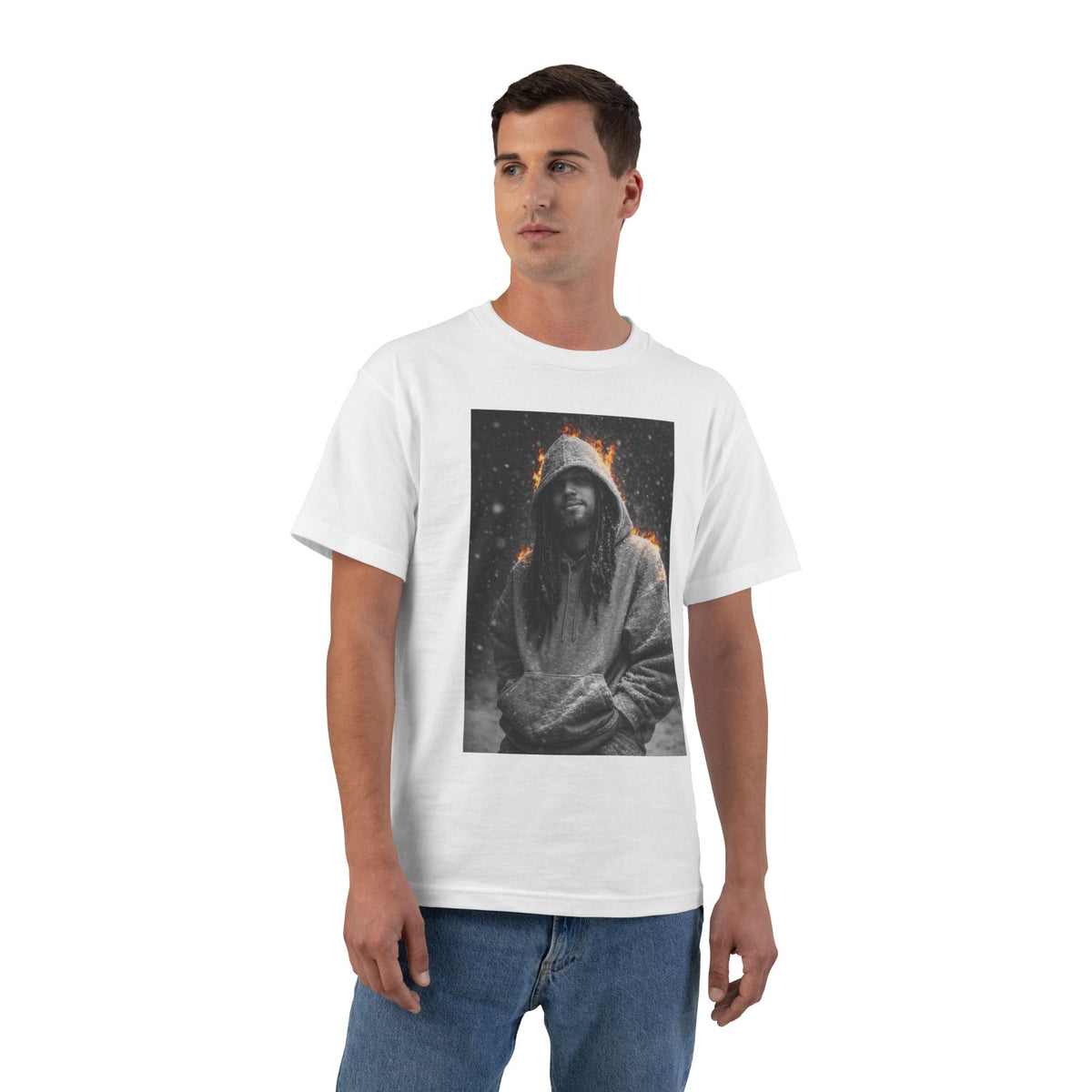5x Hooded Figure Graphic T-Shirt — Moody Dark Portrait Tee