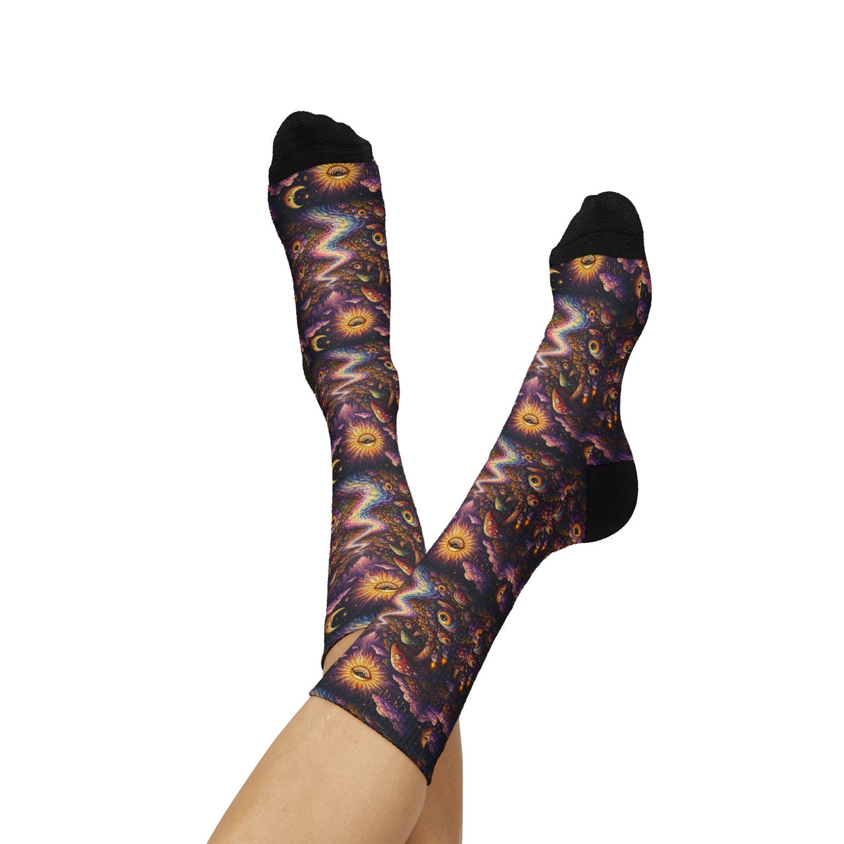 Psychedelic Sun & Moon Crew Socks